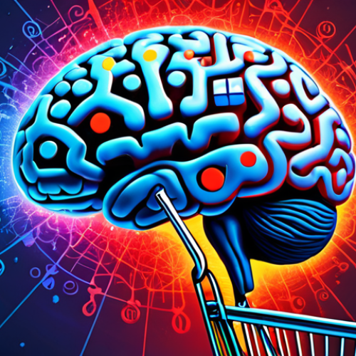 **

A vibrant, abstract depiction of a human brain overlaid with marketing symbols like logos, shopping carts, and dollar signs. Use bright colors, especially reds and blues, to represent excitement and trust. A subtle EEG graph can be incorporated in the background.

**