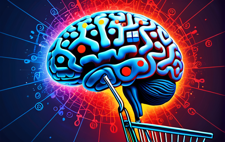 **

A vibrant, abstract depiction of a human brain overlaid with marketing symbols like logos, shopping carts, and dollar signs. Use bright colors, especially reds and blues, to represent excitement and trust. A subtle EEG graph can be incorporated in the background.

**