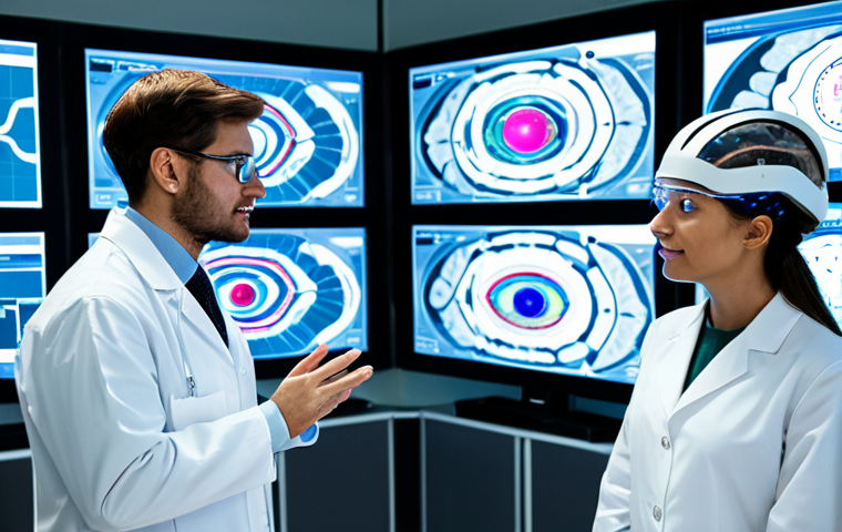 A professional neuromarketing research facility. A diverse group of scientists and researchers, fully clothed in professional lab coats and modest business attire, are conducting experiments. One female scientist wears an EEG cap while looking at a screen displaying abstract brain activity patterns. Another male scientist analyzes eye-tracking heatmaps on a large transparent holographic display. The setting is clean, futuristic, and filled with glowing screens and advanced equipment, emphasizing data visualization. High resolution, photorealistic, cinematic lighting, professional photography, perfect anatomy, correct proportions, natural pose, well-formed hands, proper finger count, natural body proportions, safe for work, appropriate content, fully clothed, professional.